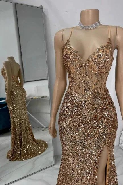 Gorgeous Column Tulle Spaghetti Straps Sleeveless Prom Dress With Rhinestone - Image 4