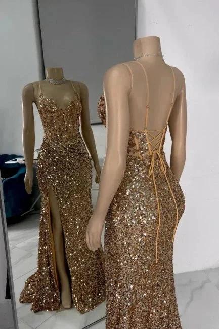 Gorgeous Column Tulle Spaghetti Straps Sleeveless Prom Dress With Rhinestone - Image 6