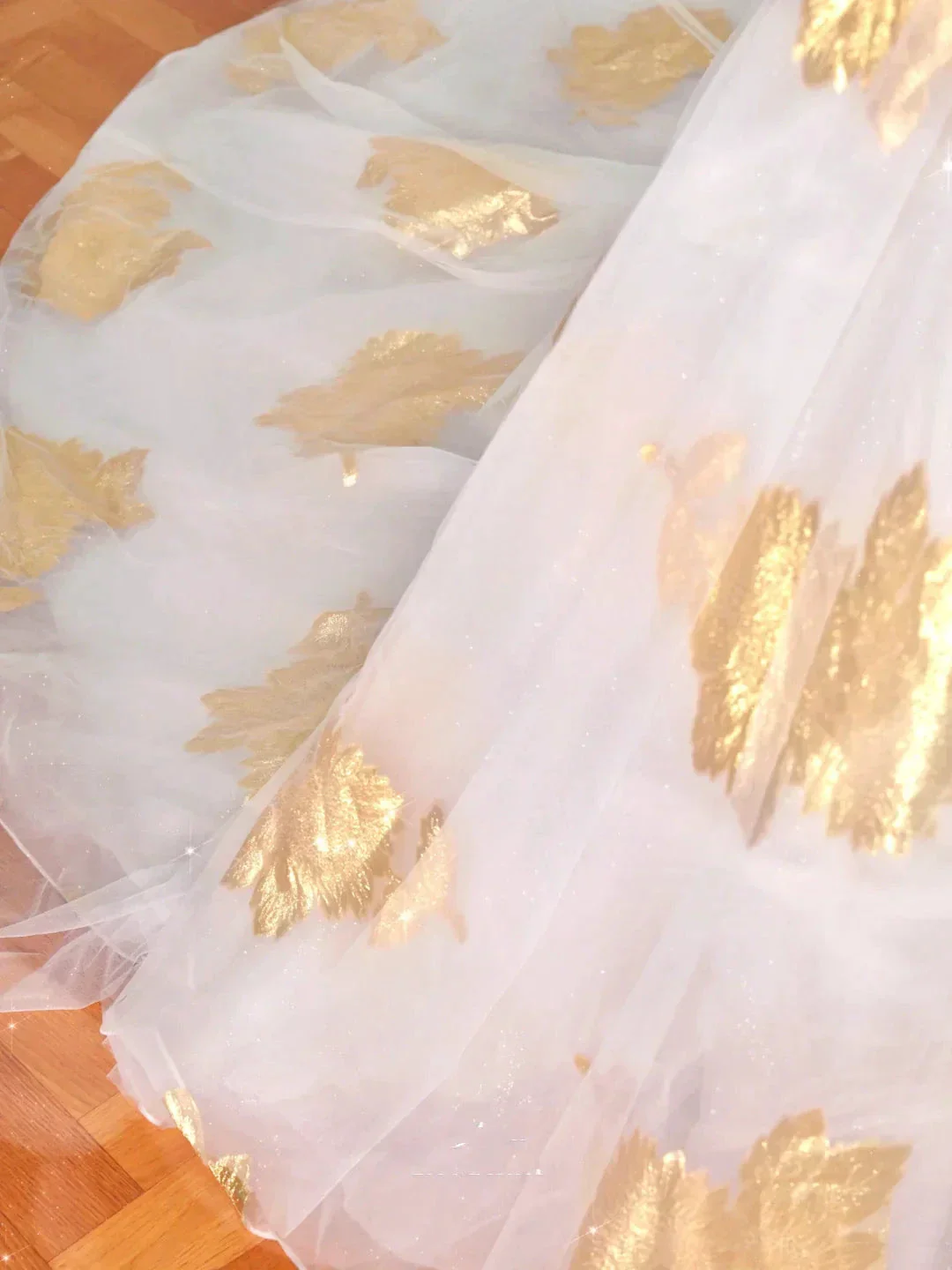 Gorgeous Gold Print Tulle Off The Shoulder Ball Gown A Line Prom Dress Evening Dress Y8618 - Image 4