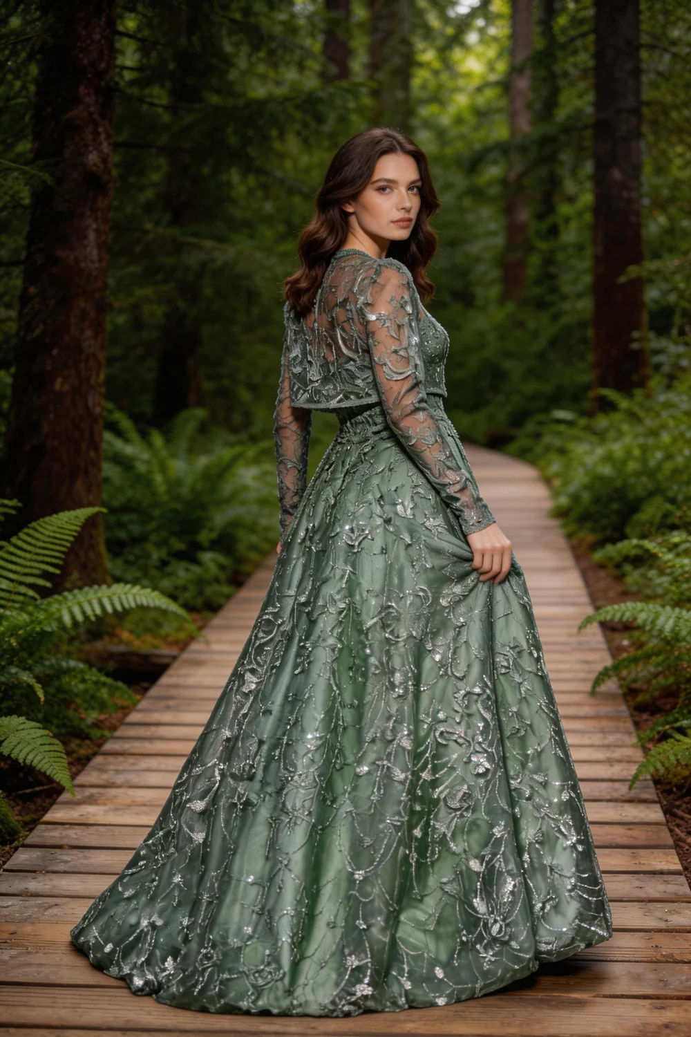Gorgeous Green Tulle Sequins Beaded A Line Formal Evening Dress Prom Dress Y8358 - Image 3