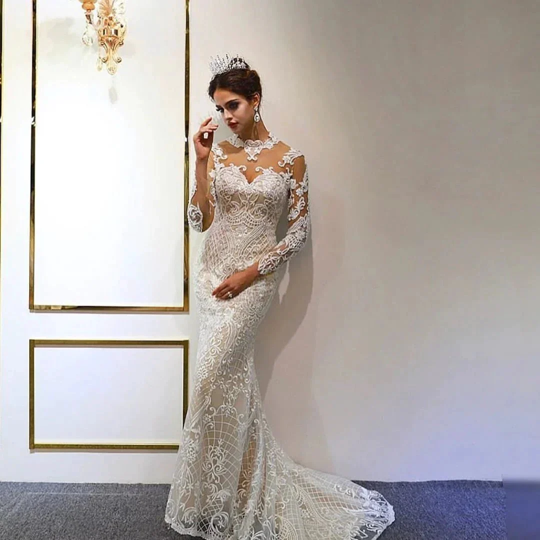 Gorgeous Long A-Line Sweetheart Appliques Lace Wedding Dress with Sleeves - Image 4