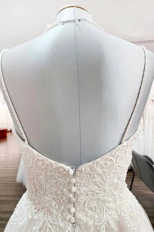 Gorgeous Long A-line Sweetheart Spaghetti Straps Tulle Lace Wedding Dresses - Image 6