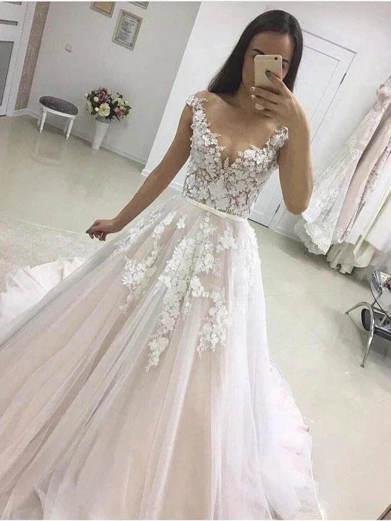 Gorgeous Long A-line Sweetheart Tulle Lace Wedding Dress - Image 2