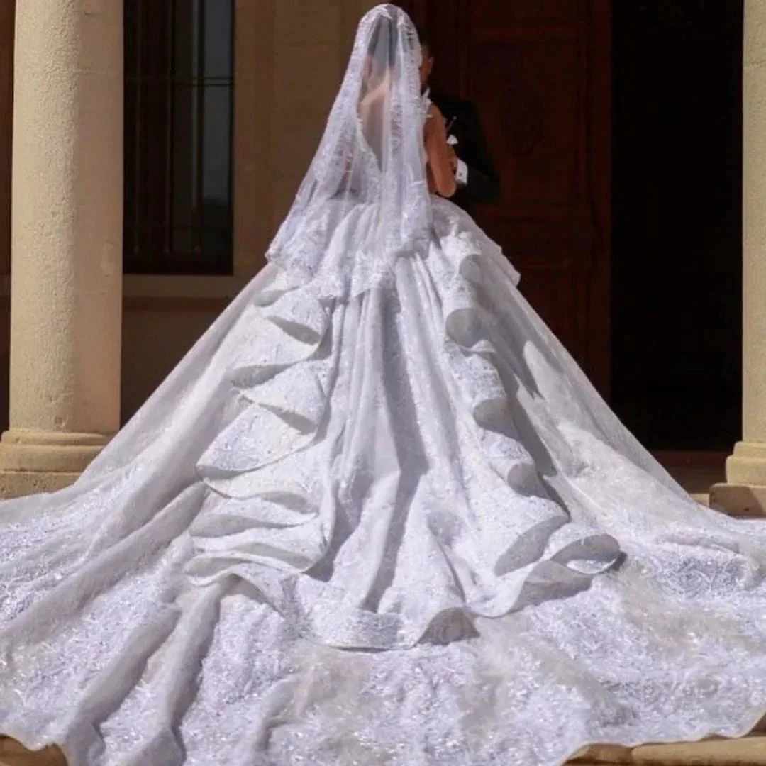 Gorgeous Long Ball Gown Off-the-shoulder Lace Wedding Dress - Image 3