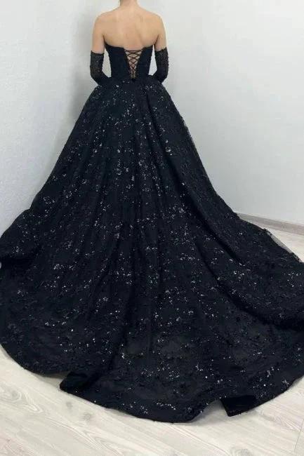 Gorgeous Long Black A-line Sweetheart Lace Laced-up Prom Dress - Image 2