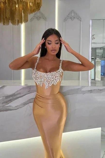 Gorgeous Long Mermaid Gold Sleeveless Jewel Prom Dress with Glitter - Image 2
