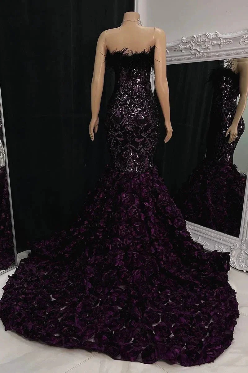 Gorgeous Long Mermaid Lace Flowers Sleeveless Prom Dress - Image 2