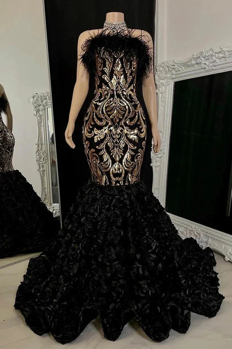 Gorgeous Long Mermaid Lace Flowers Sleeveless Prom Dress - Image 3