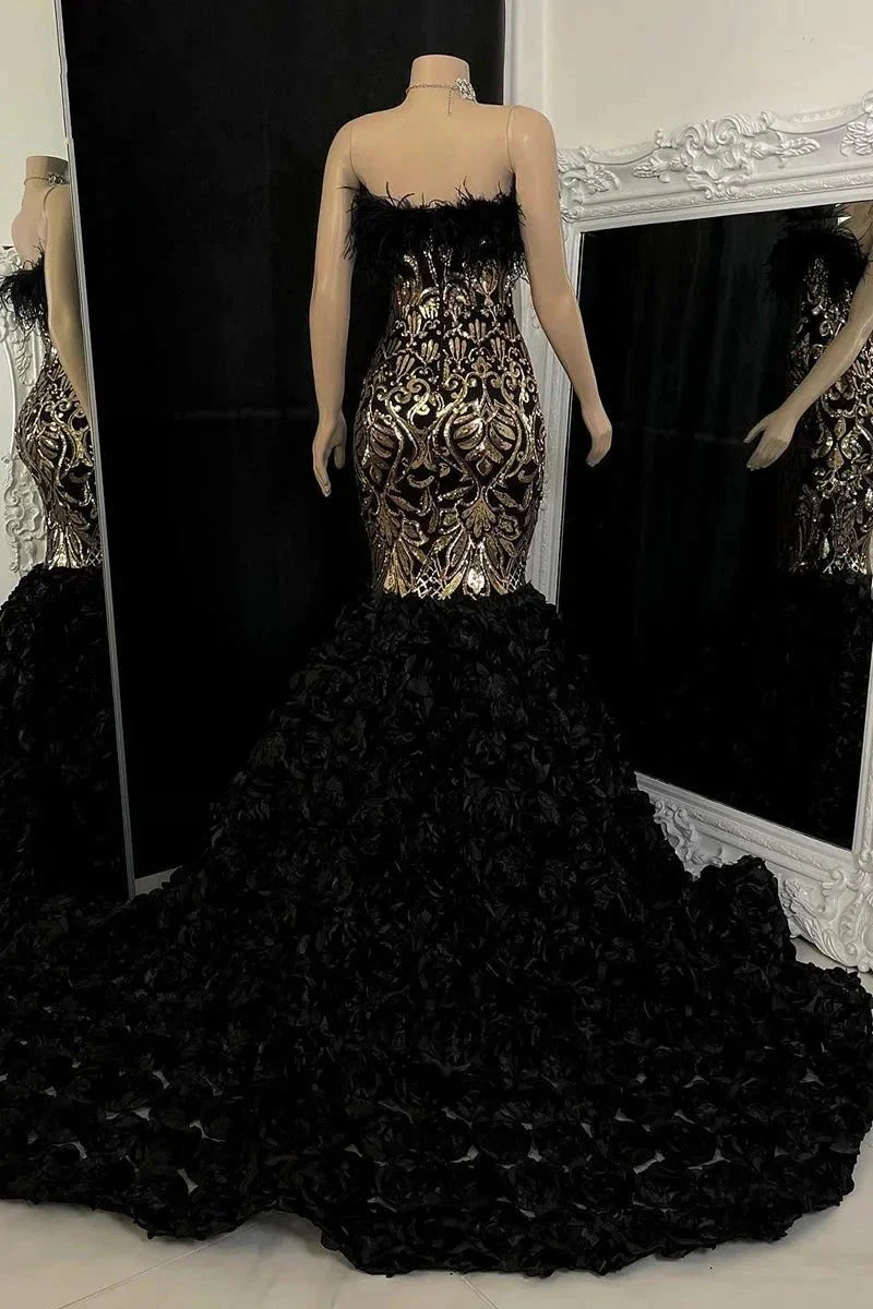Gorgeous Long Mermaid Lace Flowers Sleeveless Prom Dress - Image 4