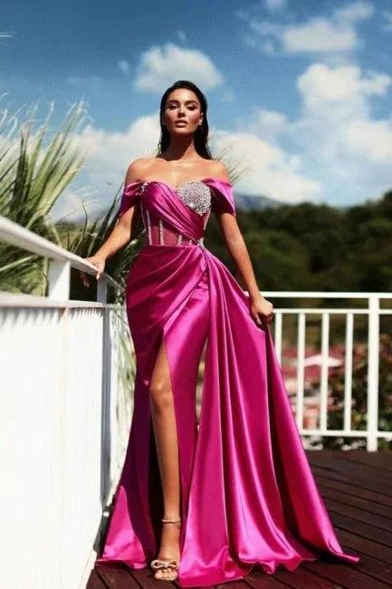 Gorgeous Long Mermaid Off-the-shoulder Sleeveless Split Evening Dresses With Glitter - Image 3