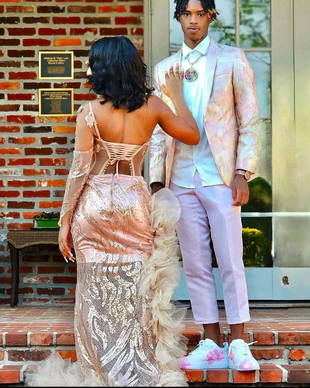Gorgeous Long Mermaid Pink One Shoulder Long Sleeve Prom Dress With Slit - Image 5