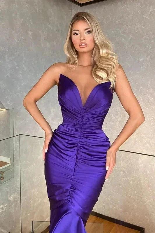 Gorgeous Long Mermaid V-neck Sleeveless Formal Prom Dresses - Image 2