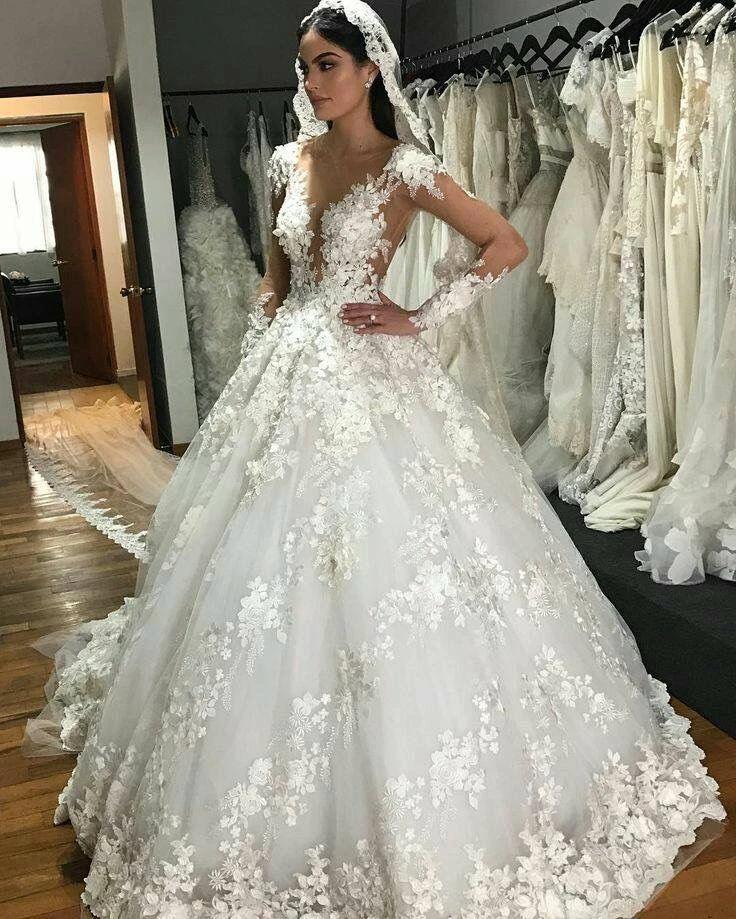 Gorgeous Long Princess Bateau Appliques Lace Backless Ruffles Wedding Dress with Sleeves - Image 2