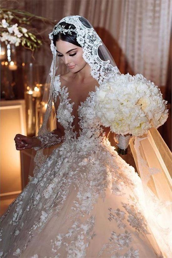 Gorgeous Long Princess Bateau Appliques Lace Backless Ruffles Wedding Dress with Sleeves - Image 3