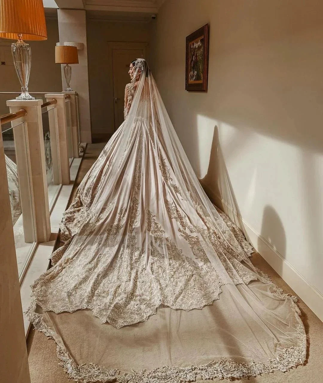 Gorgeous Long Princess Sweetheart Beading Pearl Satin Wedding Dress with Sleeves - Image 2