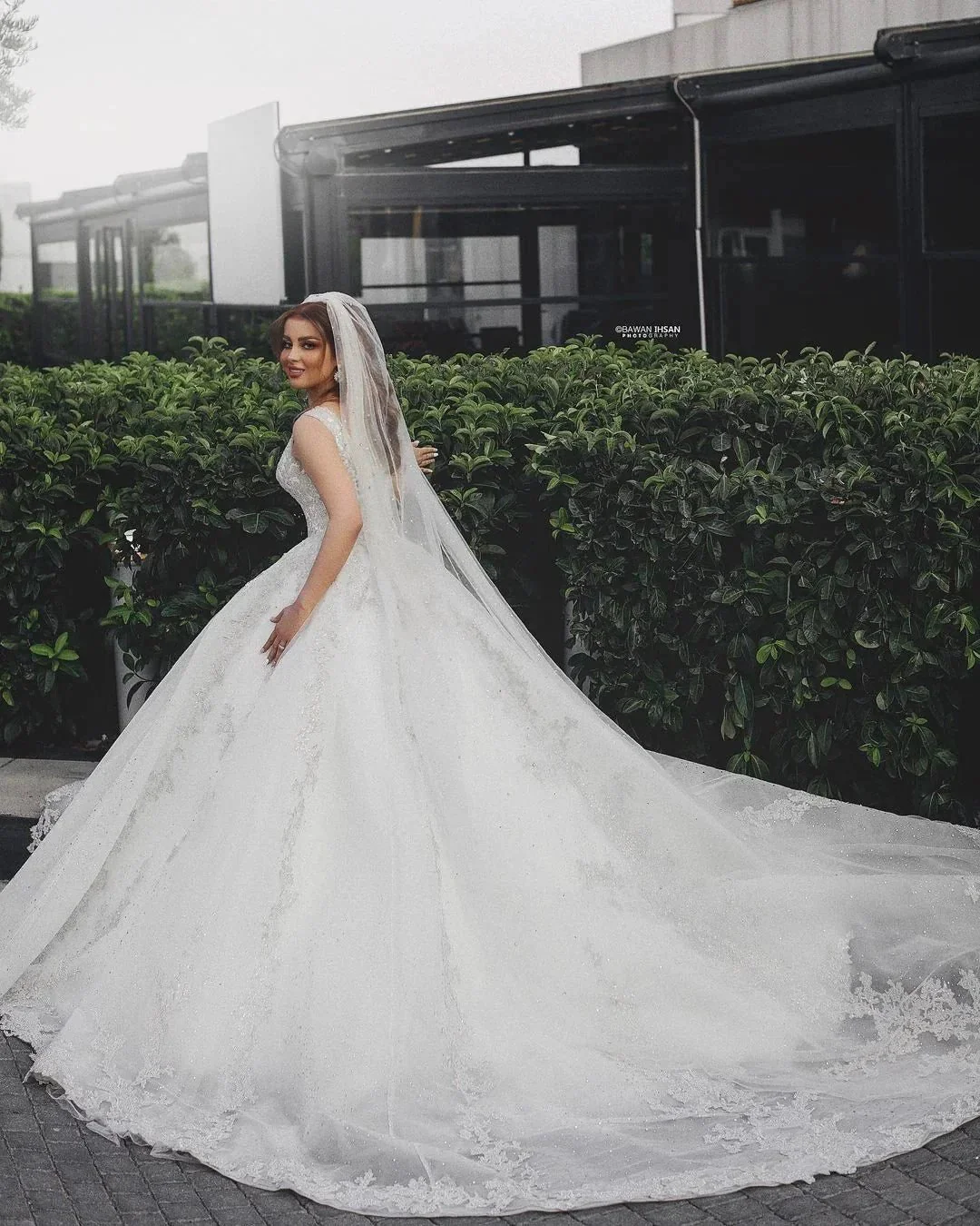 Gorgeous Long Princess V-neck Tulle Lace Appliques Wedding Dress - Image 3