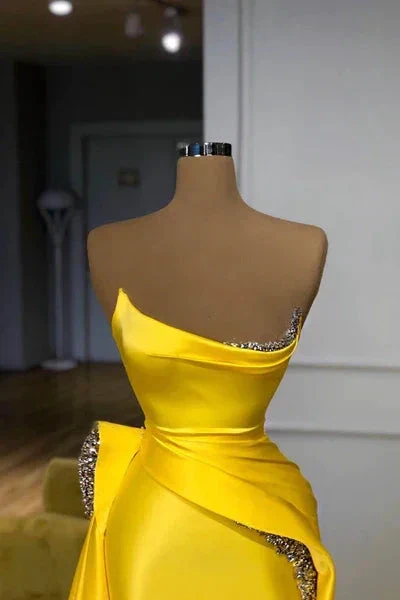 Gorgeous Long Yellow A-line Sequined Sleeveless Prom Dress - Image 2