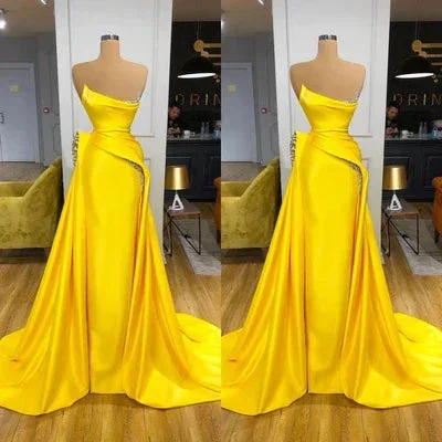 Gorgeous Long Yellow A-line Sequined Sleeveless Prom Dress - Image 3