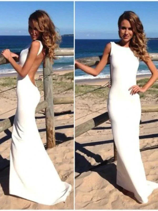 Gorgeous Mermaid High Neck Sleeveless Spandex Floor-Length Prom Dresses - Image 2