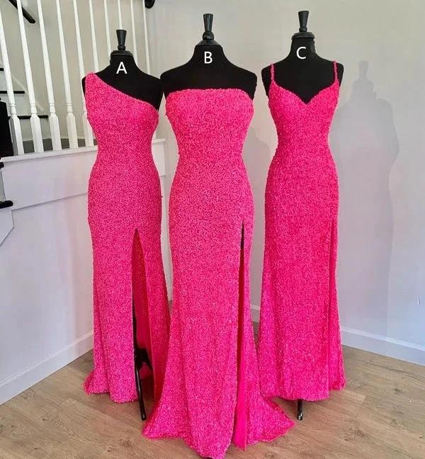 Gorgeous Mermaid Hot Pink Sequin Long Formal Dress,Charming Evening Dress Y1286 - Image 2