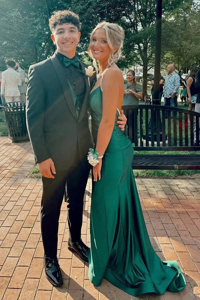 Gorgeous Trumpet Hunter Green Long Formal Dress - Image 3