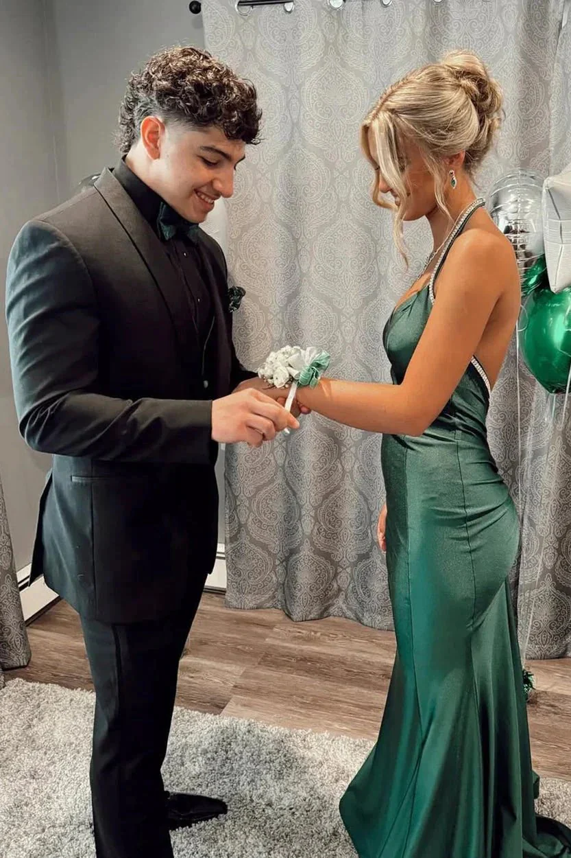 Gorgeous Trumpet Hunter Green Long Formal Dress - Image 5
