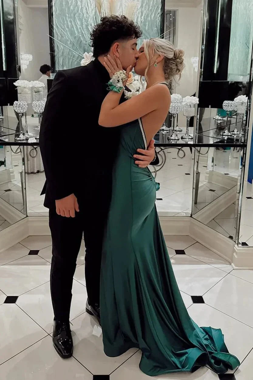 Gorgeous Trumpet Hunter Green Long Formal Dress - Image 6