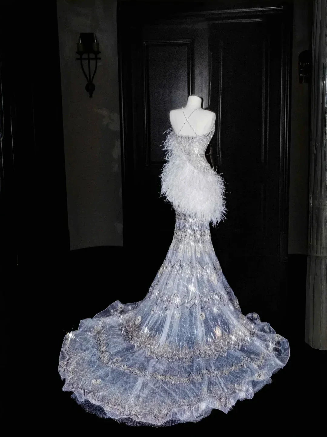 Gorgeous Mermaid Sequins Beaded Wedding Dress,Formal Prom Evening Dress Y8675 - Image 4