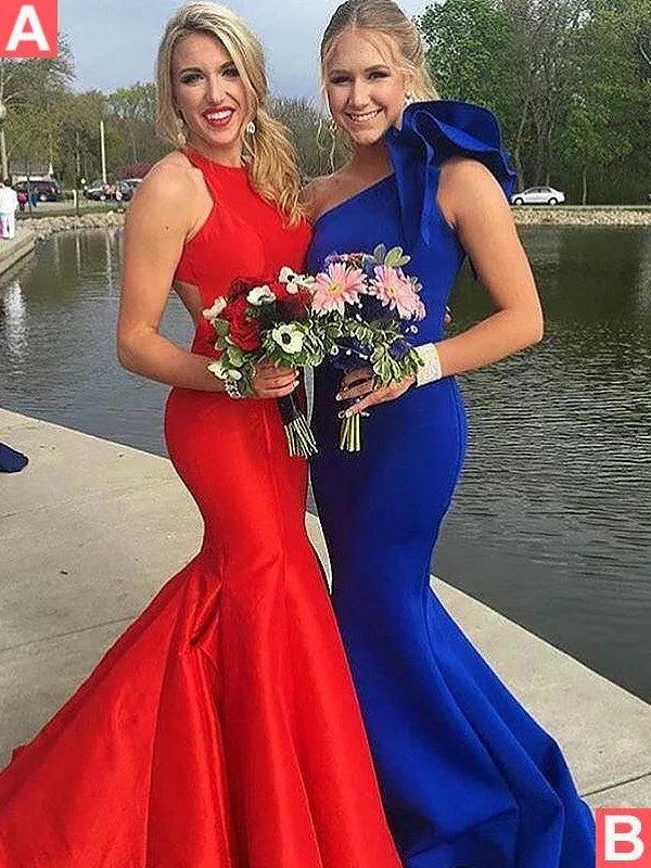 Gorgeous Mermaid Sleeveless One-Shoulder Ruffles Stretch Crepe Prom Dresses - Image 4