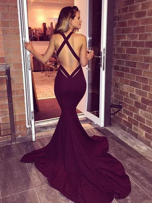 Gorgeous Mermaid Sleeveless V-Neck Spandex Court Train Prom Dresses - Image 2