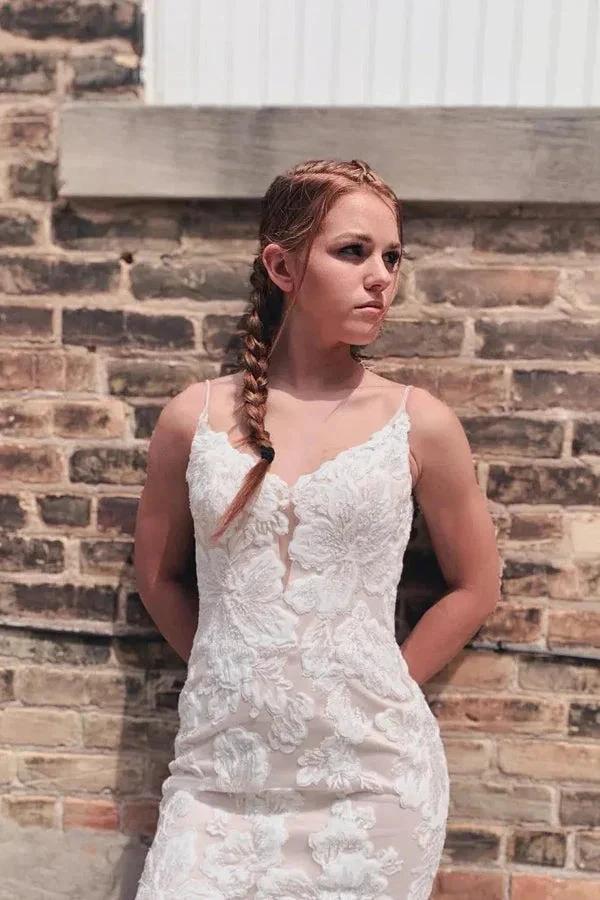 Gorgeous Mermaid Spaghetti Straps Wedding Dresses With Appliques WD702 - Image 2