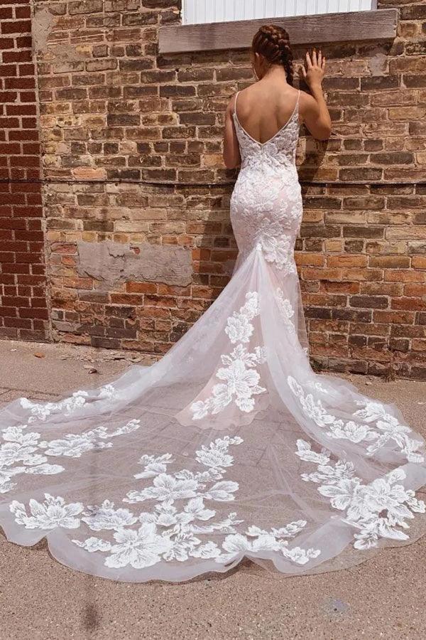 Gorgeous Mermaid Spaghetti Straps Wedding Dresses With Appliques WD702 - Image 3