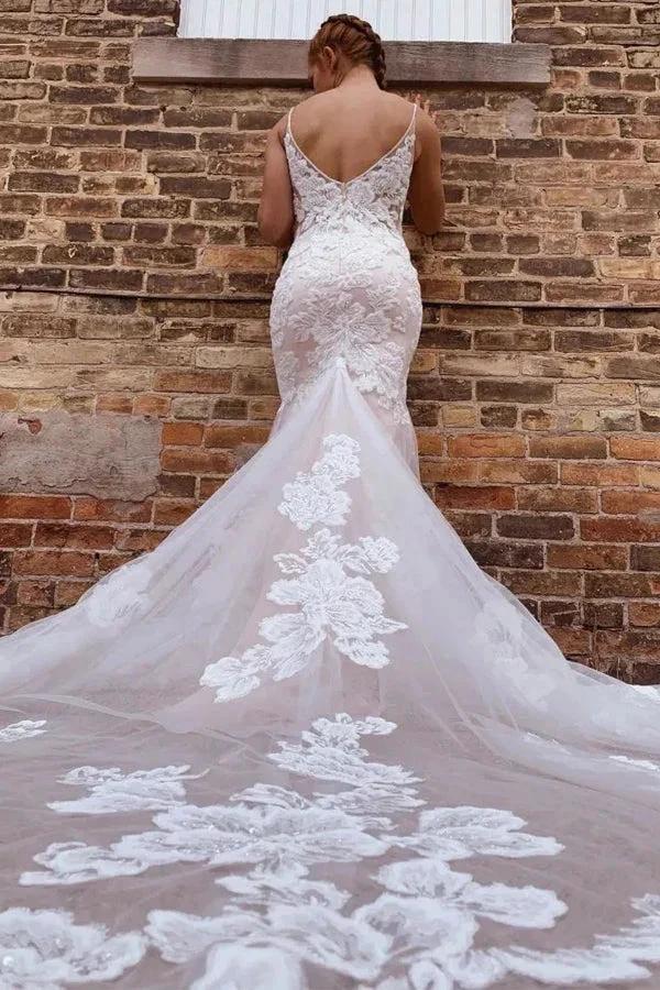 Gorgeous Mermaid Spaghetti Straps Wedding Dresses With Appliques WD702 - Image 4