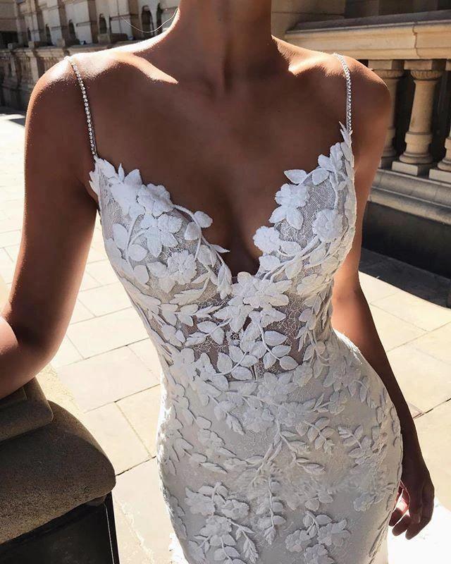 Gorgeous Mermaid Straps Open Back Lace Wedding Dresses  WD305 - Image 3
