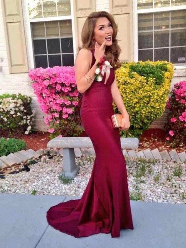 Gorgeous Mermaid V-Neck Sleeveless Spandex Prom Dresses - Image 2