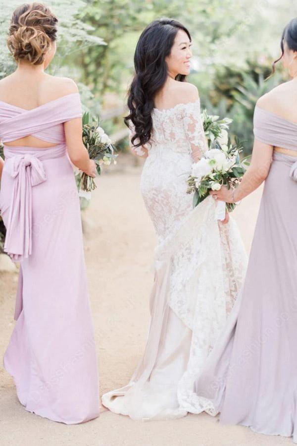 Gorgeous Off Shoulder Ivory Lace Long Sleeves Mermaid Wedding Dress WD119 - Image 3