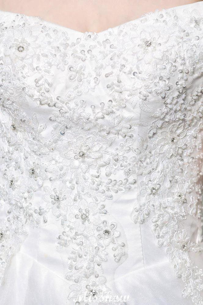 Gorgeous Off the Shoulder White aline Bridal Gown Garden Lace Appliques Wedding Dress - Image 9