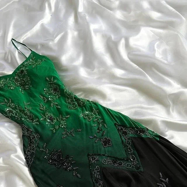 Gorgeous Ombre Green Chiffon Beaded Prom Dress Mermiad Evening Dress Y7731 - Image 2