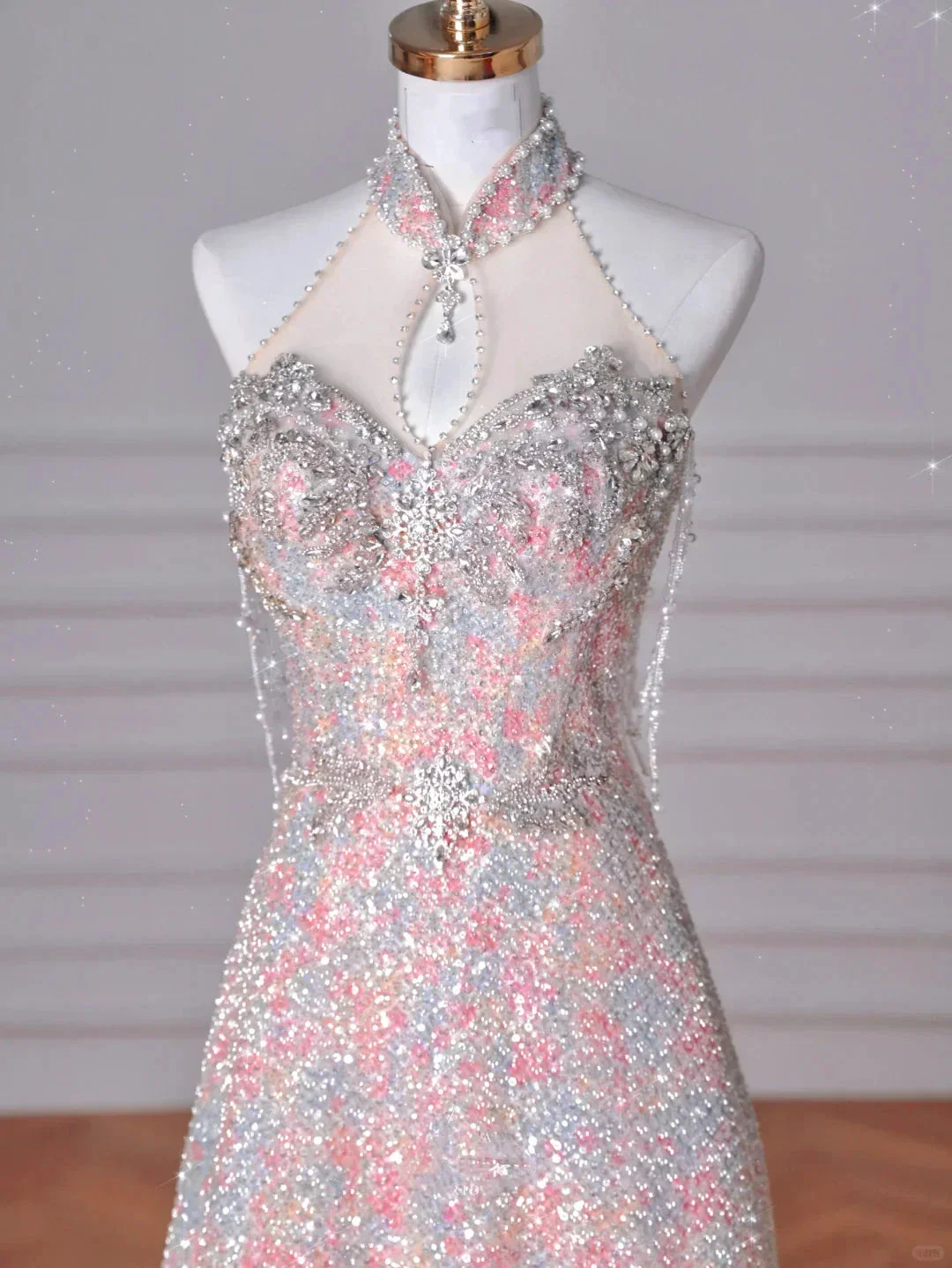 Gorgeous Pink Sequin Beaded ALine Prom Dress Evening Dress Y8637 - Image 2