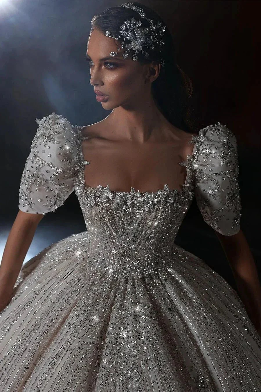 Gorgeous Princess A-line Beading Short Sleeves Wedding Dress With Lace - Image 2