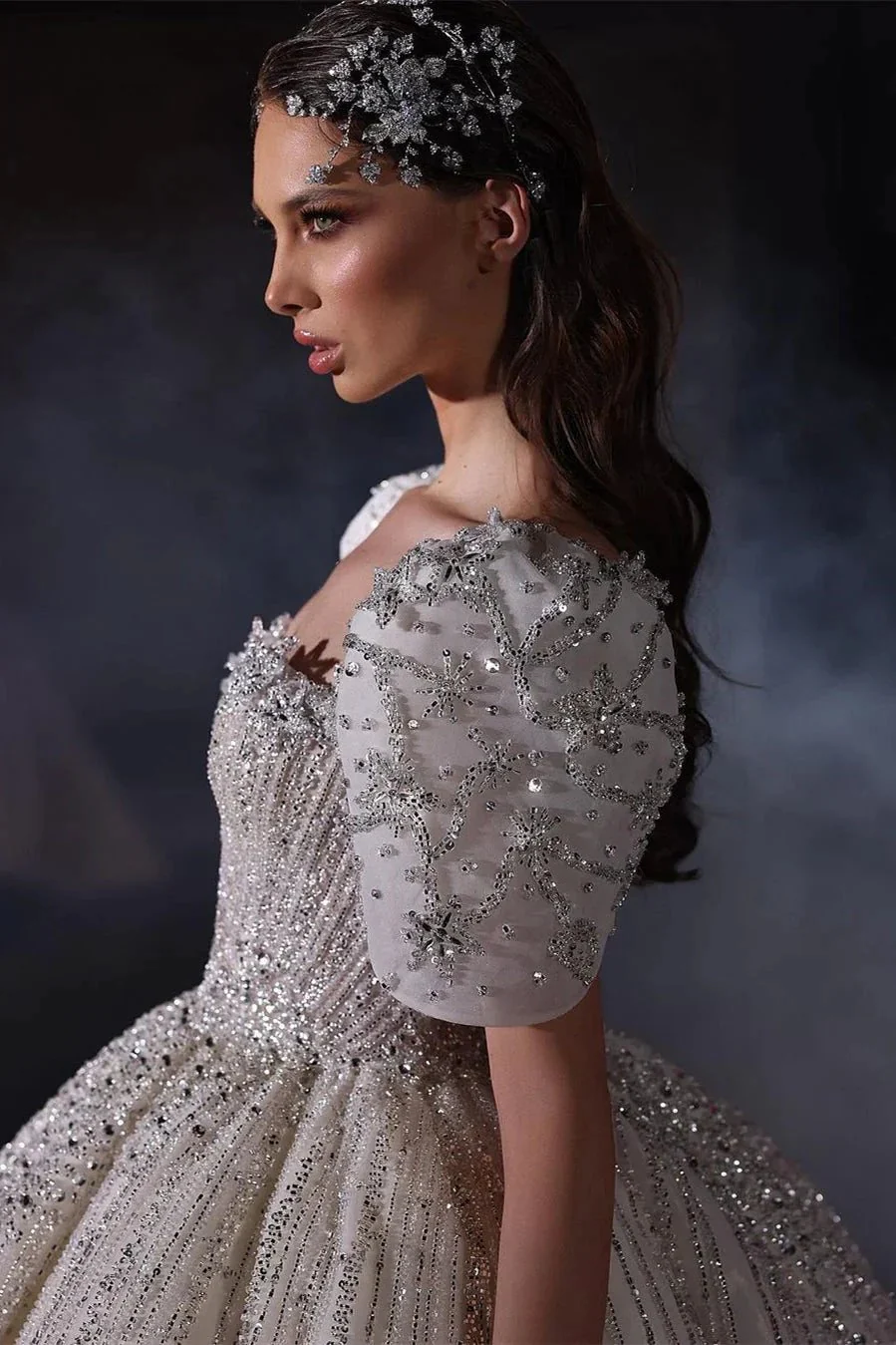 Gorgeous Princess A-line Beading Short Sleeves Wedding Dress With Lace - Image 6