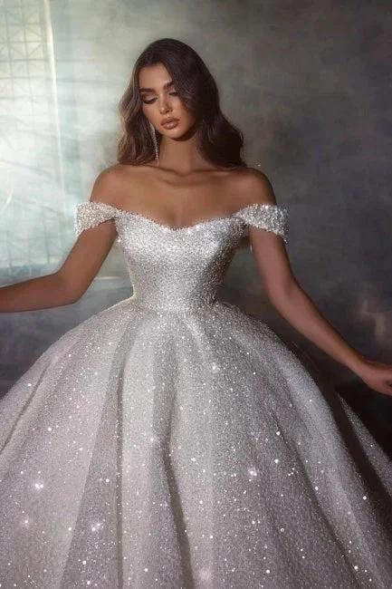 Gorgeous Princess A-line Off-the-shoulder Wedding Dresses With glitter - Image 2
