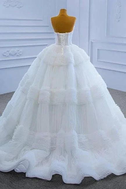 Gorgeous Princess Long White A-line Sleeveless Wedding Dresses - Image 2