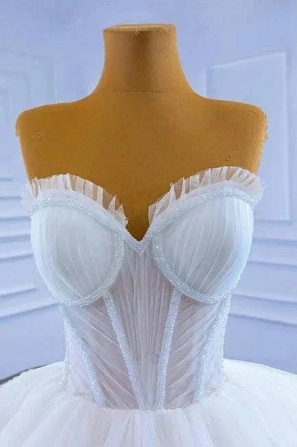 Gorgeous Princess Long White A-line Sleeveless Wedding Dresses - Image 3