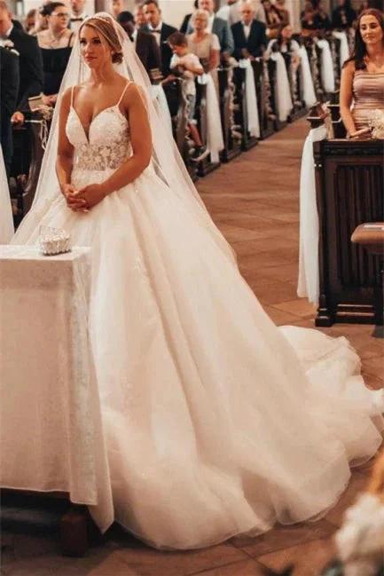 Gorgeous Princess V-neck A-line Wedding Dress With Lace - Image 2