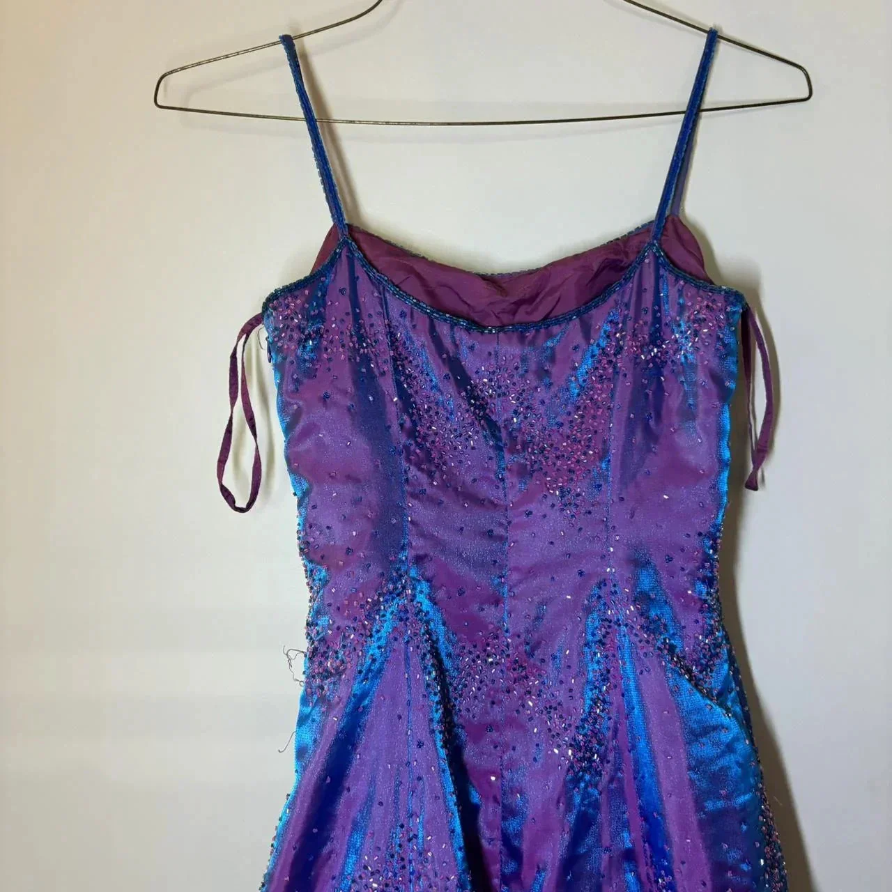 Gorgeous Purple Beaded A Line Evening Gown Spaghetti Straps Party Prom Dress Y7955 - Image 10