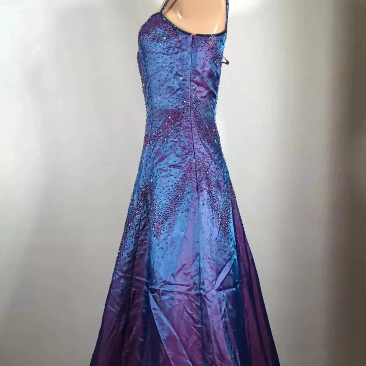 Gorgeous Purple Beaded A Line Evening Gown Spaghetti Straps Party Prom Dress Y7955 - Image 5