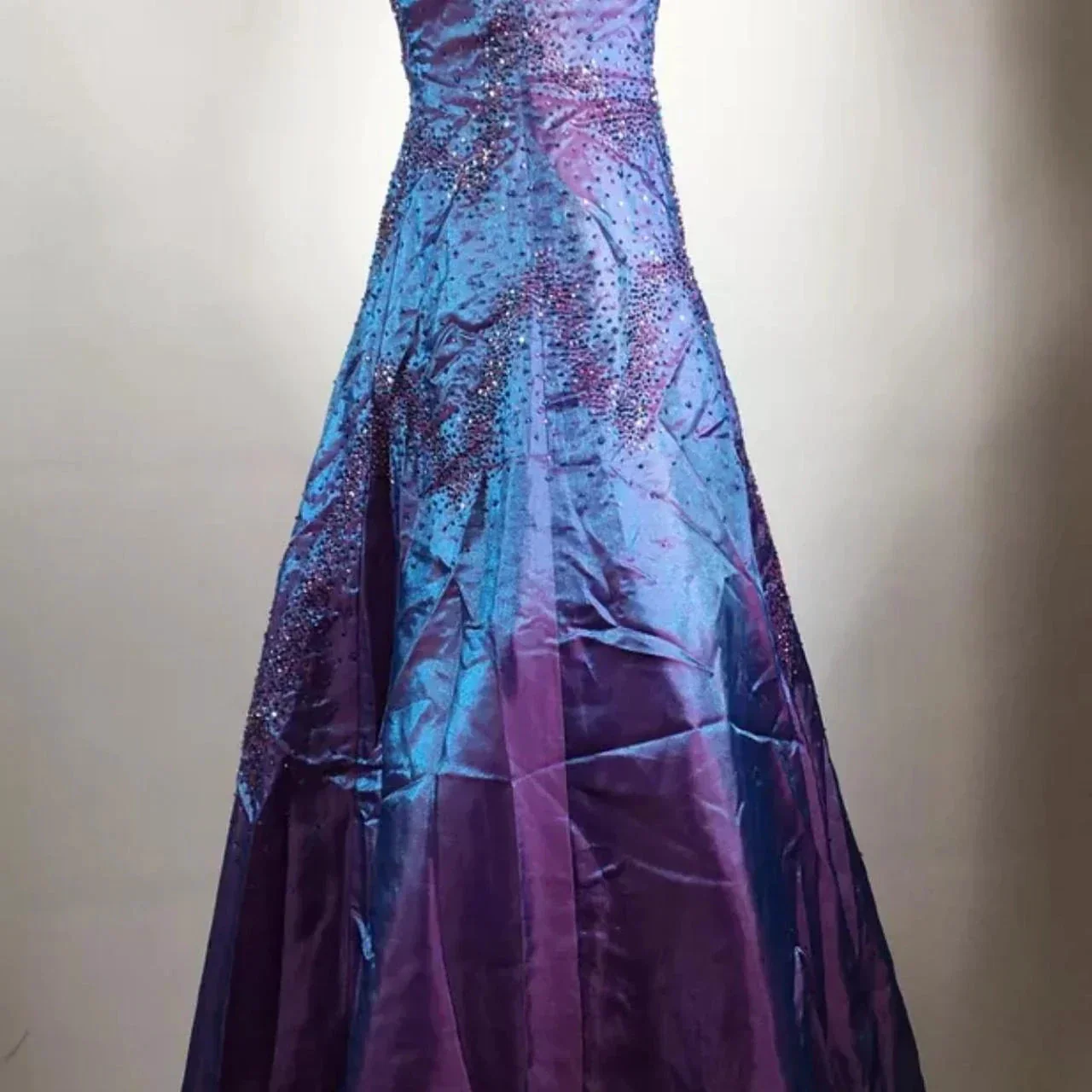 Gorgeous Purple Beaded A Line Evening Gown Spaghetti Straps Party Prom Dress Y7955 - Image 7