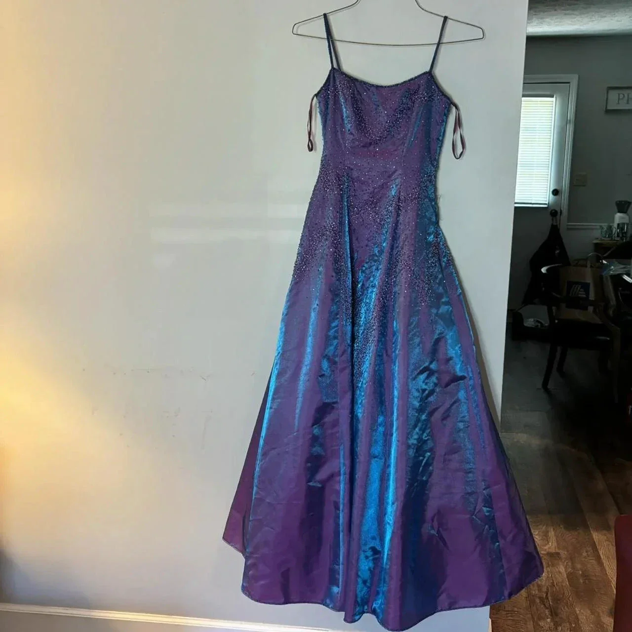Gorgeous Purple Beaded A Line Evening Gown Spaghetti Straps Party Prom Dress Y7955 - Image 8