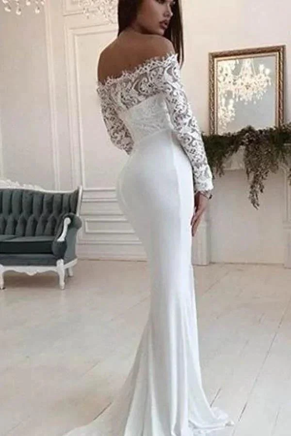 Gorgeous Scoop White Mermaid Long Wedding Dress  WD233 - Image 2